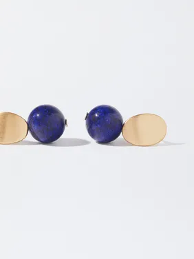 Silver-Toned Earrings With Stone 158685 — image 4
