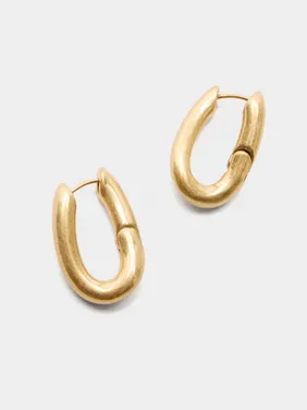 Golden Oval Hoop Earrings 228672 — image 4