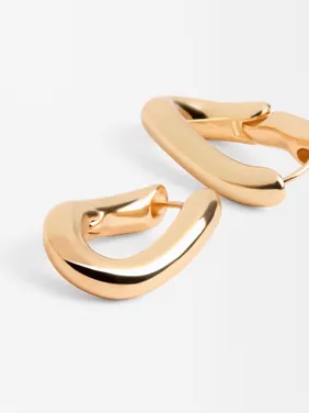 Golden Oval Hoop Earrings 228672 — image 3