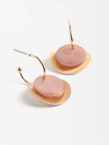 Golden Hoop Earrings With Round Detail 197623 — image 4
