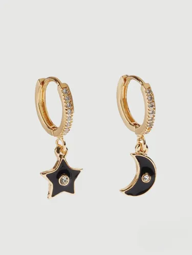 Small Hoop Earrings With Moon And Star 191459 — image 1