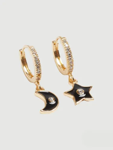 Small Hoop Earrings With Moon And Star 191459 — image 2