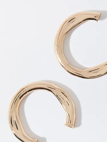 Golden Hoop Earrings 215954 — image 3