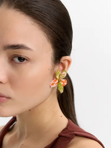 Flower Earrings With Beads 232904 — image 1