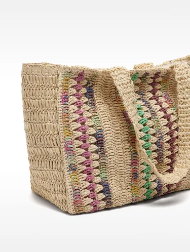 Multicolor Shopper Bag With Straw Effect 233206 — image 4