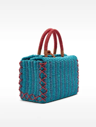 Straw-Effect Rectangular Tote Bag 234181 — image 2
