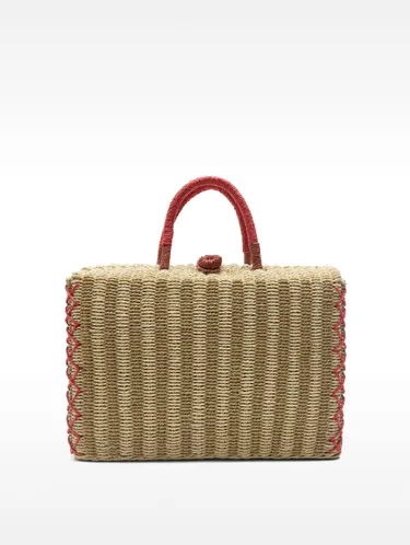 Straw-Effect Rectangular Tote Bag 234182 — image 3