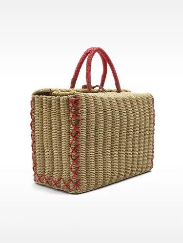 Straw-Effect Rectangular Tote Bag 234182 — image 2