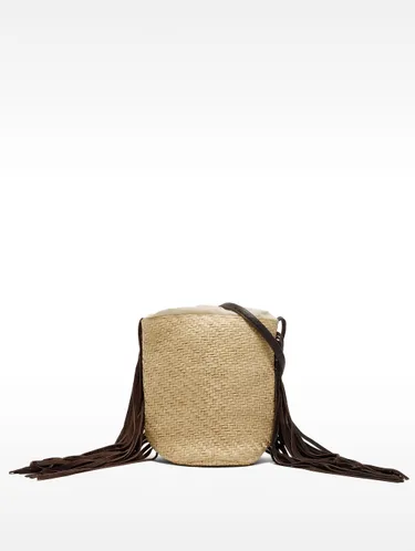 Bucket Bag Of Raffia With Leather Fringes 235242 — image 1