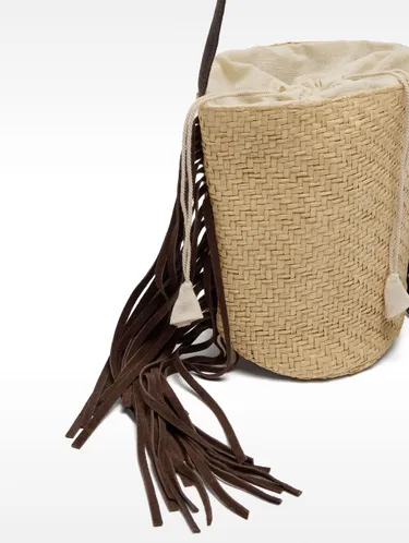 Bucket Bag Of Raffia With Leather Fringes 235242 — image 4