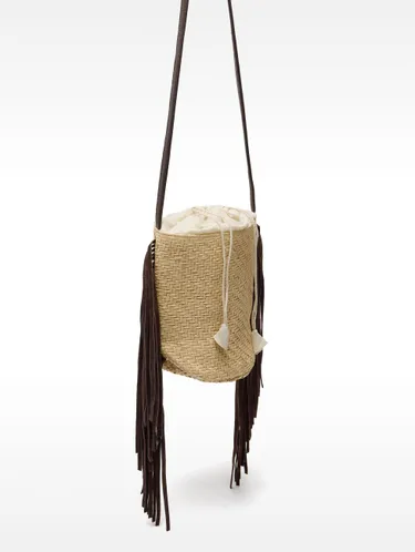 Bucket Bag Of Raffia With Leather Fringes 235242 — image 2