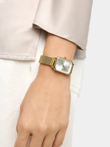 Rectangular Watch With Stainless Steel Mesh Bracelet 241197 — image 1