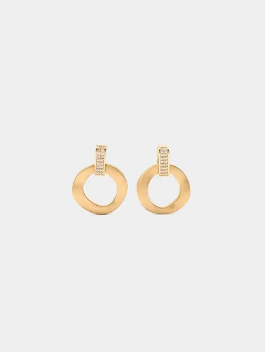 Irregular Hoop Earrings With Cubic Zirconia 242770 — image 2