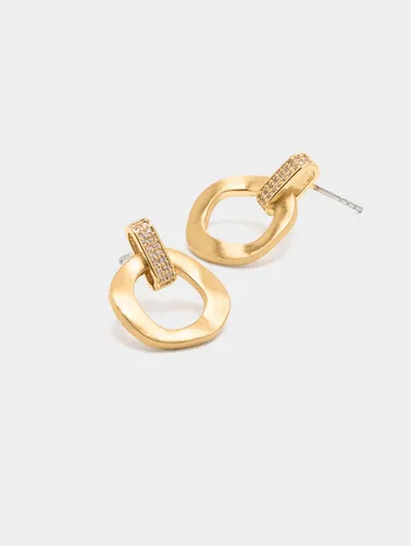Irregular Hoop Earrings With Cubic Zirconia 242770 — image 1