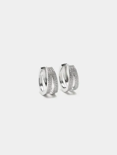 Double Hoop Earrings With Zirconia 242821 — image 2