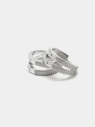 Double Hoop Earrings With Zirconia 242821 — image 1