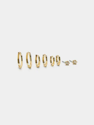 Set Of Hoop Earrings And Stud With Zirconia 242839 — image 2