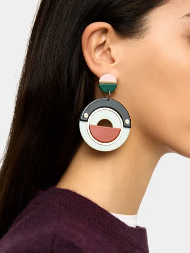 Round Earrings With Resin 244181 — image 1