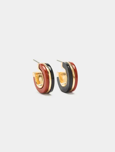 Bicolor Resin Hoop Earrings 244259 — image 2