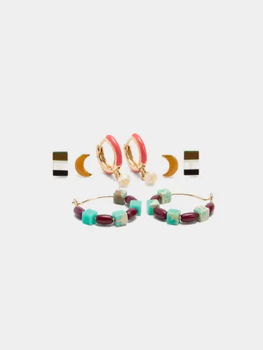 Set Of Multicolor Earrings With Stone Beads 244880 — image 2