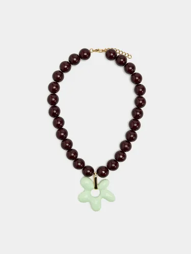 Short Necklace With Beads And Flower Pendant 244893 — image 2