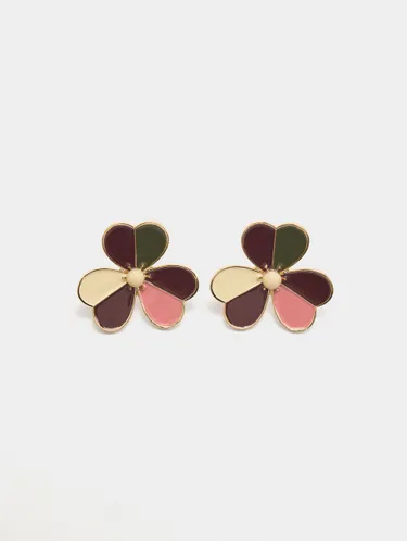 Flower Earrings With Enamel 244907 — image 2