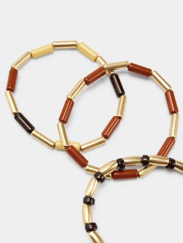 Set Of Elastic Bracelets With Cylindrical Beads 245161 — image 1