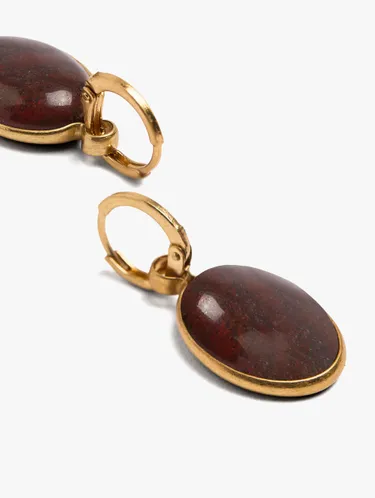 Hoop Earrings With Oval Stone Pendant 245637 — image 1
