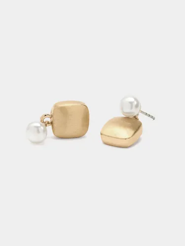 Square Earrings With Pearl 245934 — image 3