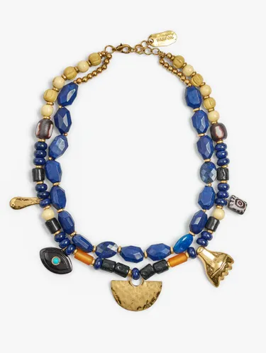 Short Double Necklace With Stones And Pendants 246376 — image 1