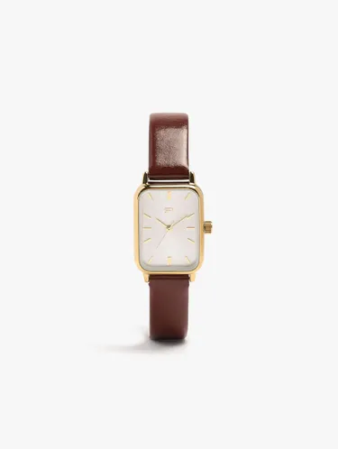 Rectangular Watch With Leather-Effect Bracelet 246820 — image 1