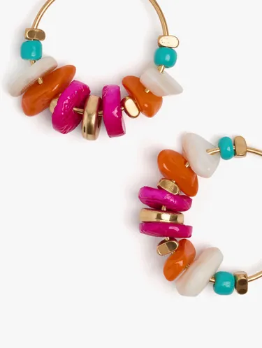 Hoop Earrings With Multicolor Shell Beads 246981 — image 3