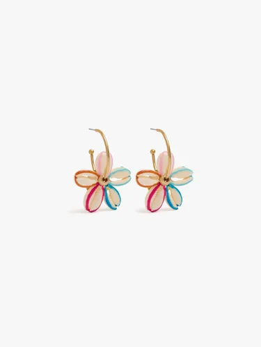 Open Hoop Earrings With Shell Flower 247086 — image 1