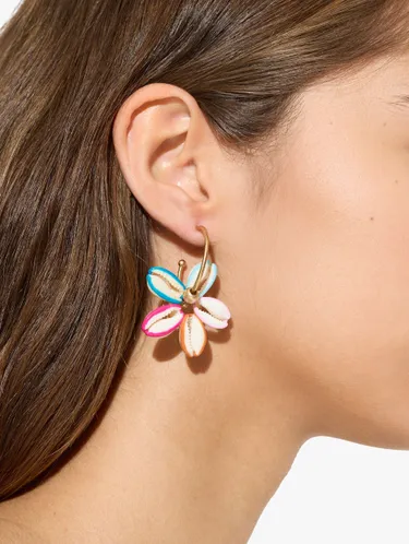 Open Hoop Earrings With Shell Flower 247086 — image 3