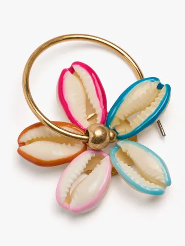 Open Hoop Earrings With Shell Flower 247086 — image 2