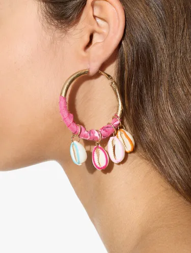 Hoop Earrings With Multicolor Enamel Shells 247088 — image 3