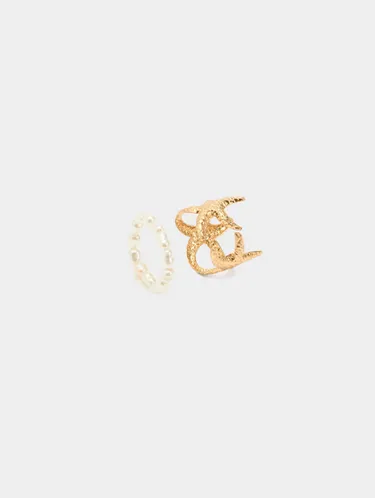Wavy Hoop Earrings With Cubic Zirconia 247736 — image 2