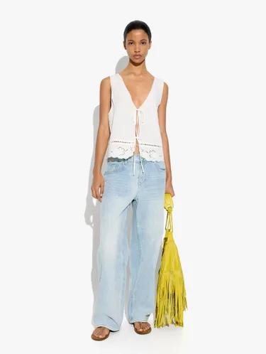 Vest With Perforated Embroidered Linen Blend 247616 — image 1