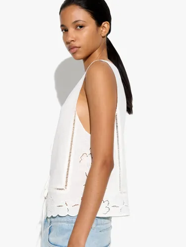 Vest With Perforated Embroidered Linen Blend 247616 — image 2