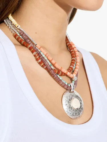 Multi-Collar Beads Of Stone And Pendant With Shell 247715 — image 2