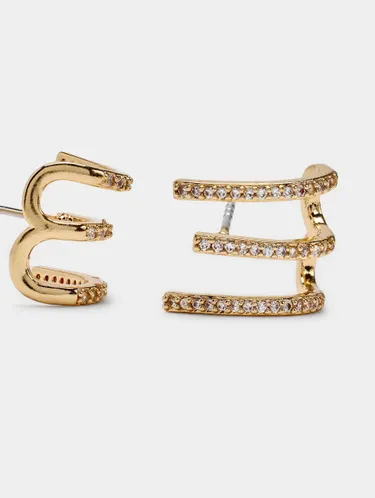Triple Effect Hoop Earrings With Zirconia 247868 — image 2