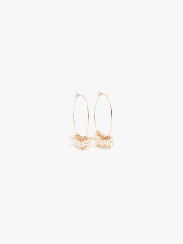 Thin Hoop Earrings With Pearls 247976 — image 1