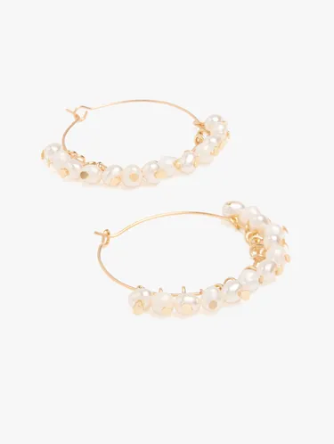 Thin Hoop Earrings With Pearls 247976 — image 2