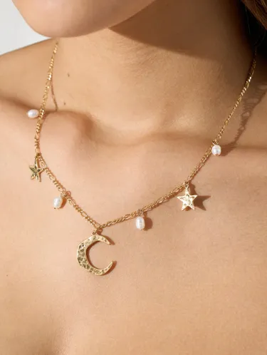 Necklace Moon And Stars With Freshwater Pearls 248006 — image 2