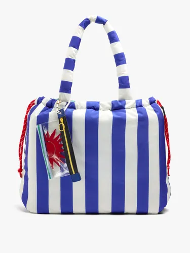 Reversible Nylon Shopper Bag With Stripes 248513 — image 1