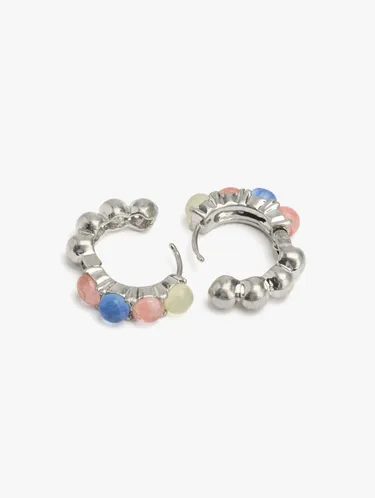 Hoop Earrings With Semi-Spherical Stones 249056 — image 2