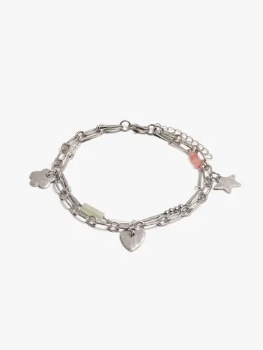 Double Ankle Bracelet With Charms And Stones 249067 — image 1
