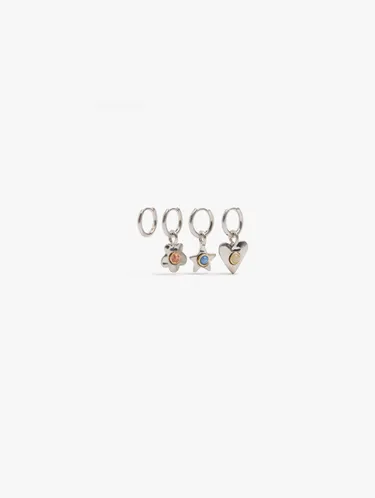 Set Of Hoop Earrings With Assorted Pendants 249070 — image 1