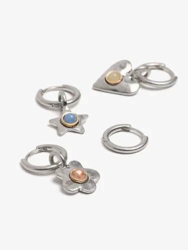Set Of Hoop Earrings With Assorted Pendants 249070 — image 2