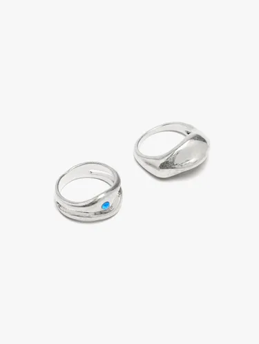 Set Of Wavy Rings With Crystal 249081 — image 2